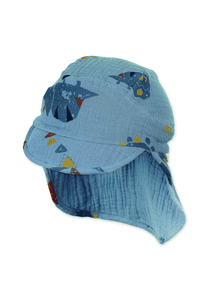 Schirmmütze mit Nackenschutz Dinosaurier hellblau