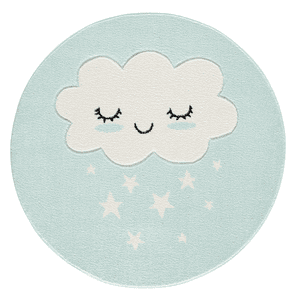Kinderteppich Kids love Rugs WOLKE Rund mint/weiss