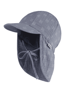 Schirmmütze mit Nackenschutz Musselin graublau