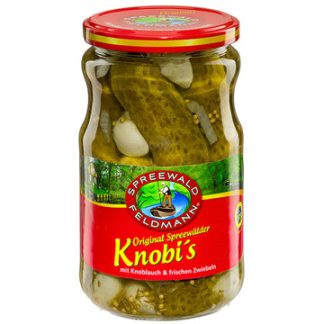 Knobis Gherkins with Garlic & Onions - 670g (Best Before Date: 19/08/2025)